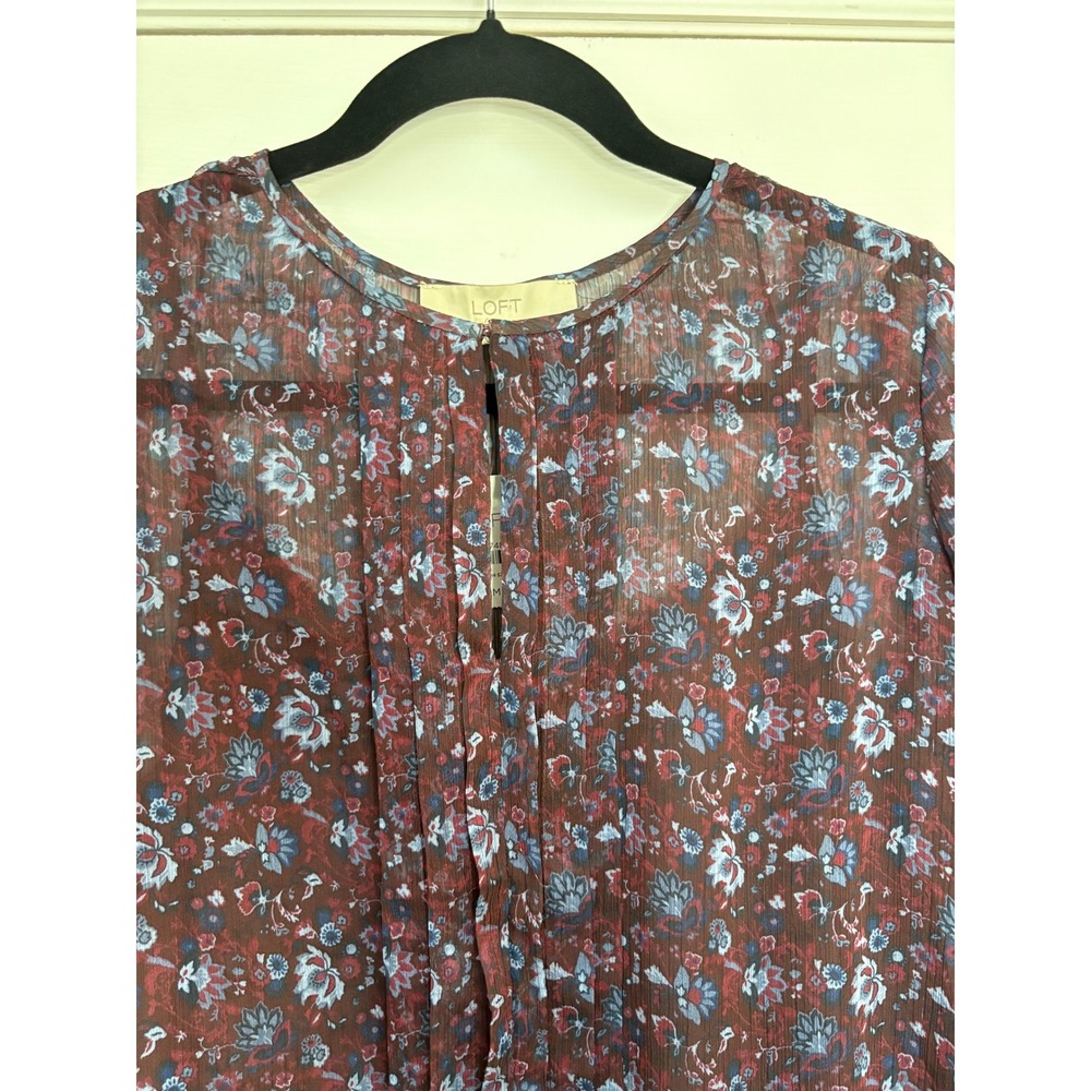 NWT LOFT Cottagecore M Floral Dress Long Sleeve Drop Waist Midi Women's - Picture 3 of 9